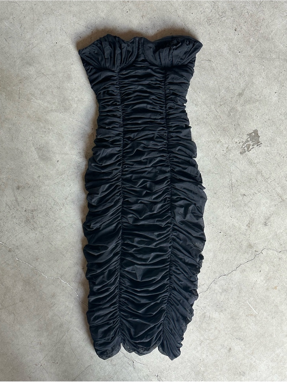 Babaton Luxor Dress Strapless Ruching Black Size 2